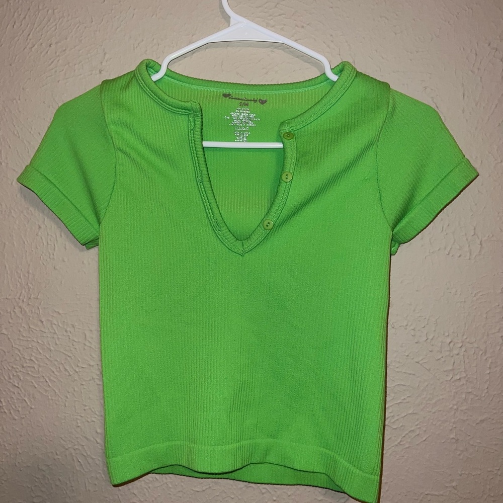 Bright Green Neon Ribbed Knit Top